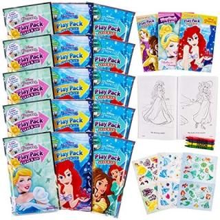 Disney Princesses - Set Of 15 Princess Play Packs Fun Party Favours Colouring Bo
