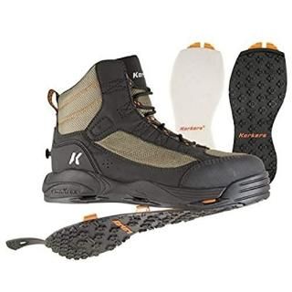 Size 08 Dried Herb/Black - Korkers Greenback Wading Boot with Felt & Kling-On So