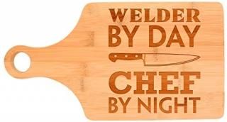 Paddle Shaped - Gift for Welder By Day Chef By Night Welding Paddle Shaped Bambo