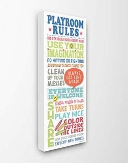 The Kids Room by Stupell Playroom Rules Colorful Typography White Blue Green and