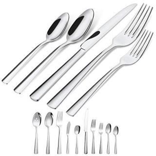 Flatware-45pc - 45-Pieces Mooncrest Flatware Set Stainless Steel Tableware Silve