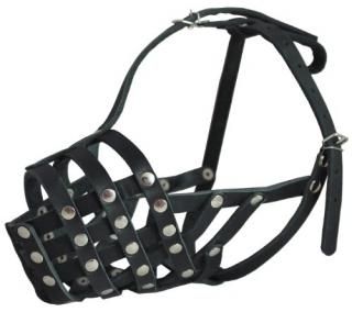 Secure Genuine Leather Mesh Dog Basket Muzzle - Pit Bull Circumference 12.5 Snou