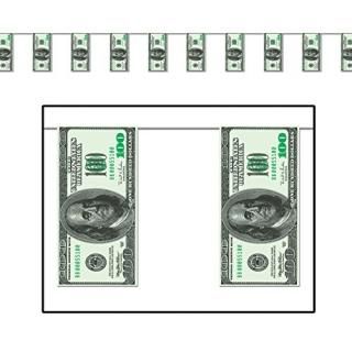 3 - dollars100 Bill Pennant Banner Party Accessory Value 3-Pack