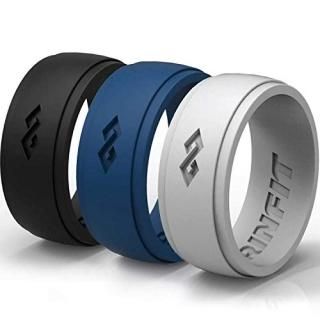 9 - Silicone Rings Wedding Bands for Men - 3 Rings Pack - RINFIT Designed Premiu