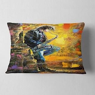 Designart CU6081-12-20 Man with Saxophone' Contemporary Throw Cushion Pillow Cov