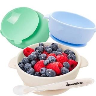 Baby Bowls with Guaranteed Suction - 4 Piece Silicone Set with Spoon - UpwardBab