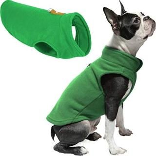 Gooby Dog Fleece Vest - Green Medium - Pullover Dog Jacket with Leash Ring - Win