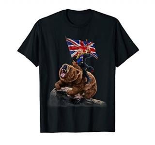 T-Shirt England Winston Churchill Ride Battle Grizzly Bear