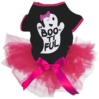 Petitebella Halloween Theme Puppy Dog Dress Medium Ghost
