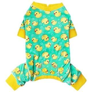 kyeese Dog Pajamas Yellow Duck for Small Dogs Soft Material Stretchable Dog Jamm