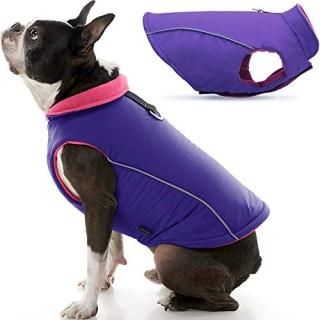Gooby Sports Dog Vest - Purple Medium - Fleece Lined Dog Jacket Coat with D Ring