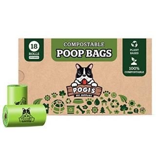 Pogi's Compostable Poop Bags - 18 Rolls 270 Bags - Leak-Proof Extra-Large Plant-