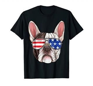 French Bulldog American Sunglasses T shirt 4th of July Dog