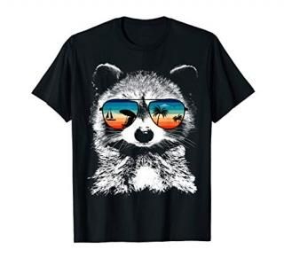 RACCOON Shirts With Glasses Sunglasses Retro Style T-Shirt