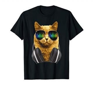 Cool DJ Cat Kitty with Sunglasses T-Shirt for Cat lovers T-Shirt