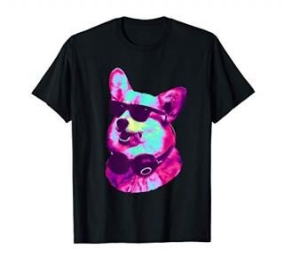 Cool Korgi DJ with Headphones & Sunglasses Pastel Art T-Shirt