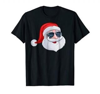 A fun kids Christmas T Shirt Cool Santa in Shades Sunglasses