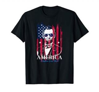 American Flag Mens Gifts Abraham Lincoln Sunglasses July 4th T-Shirt