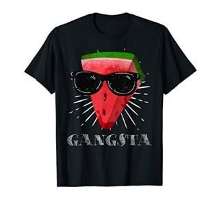 Gangsta Watermelon Slice With Sunglasses Funny Vegan T-Shirt