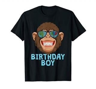 Monkey Birthday Boy 9 Balloon Sunglasses 9th Birthday Party T-Shirt