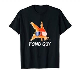 Pond Guy Goldfish Shirt Koi Carp Fish in USA Flag Sunglasses