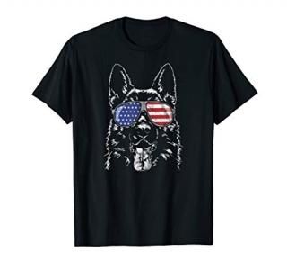 German Shepherd America Flag Sunglasses T-Shirt dog shirt