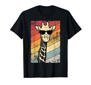Retro Vintage Giraffe Sunglasses Gift Funny Animal Lover T-Shirt