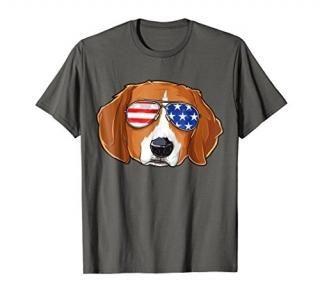 Beagle American Sunglasses T shirt 4th of July Dog Puppy USA