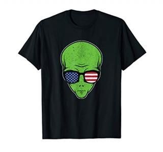 Alien USA Flag Sunglasses Halloween Gift for Space Lover T-Shirt