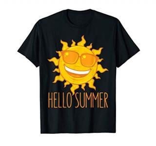 Hello Summer Smiling Sun With Sunglasses T-Shirt