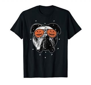 English Dog Wearing Pumpkin Sunglasses  Halloween Bulldog T-Shirt