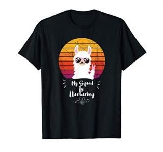 My Squad Is Llamazing Funny Llama Rock With Sunglasses T-Shirt