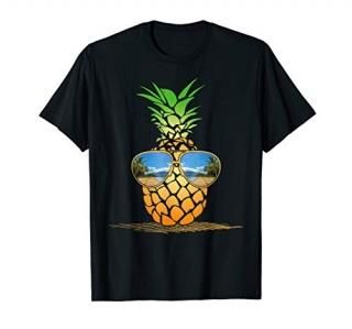 Aloha Beaches Hawaiian Hawaii Funny Pineapple Sunglasses T-Shirt