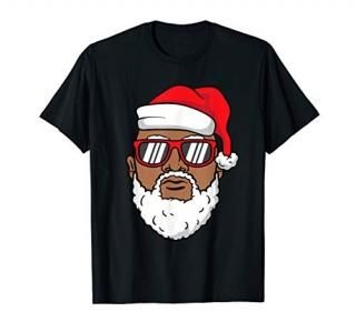 Cool Santa Black Sunglasses African American Christmas Gift T-Shirt