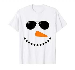 Snowman Face Sunglasses Carrot Nose Christmas Winter Gift T-Shirt