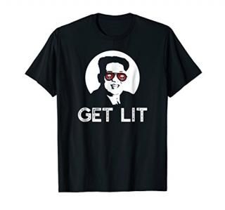 KIM JONG UN Get Lit Sunglasses Nuclear Explosion Funny Shirt