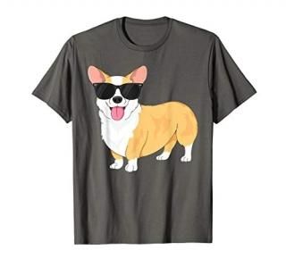 Vintage Cool Corgi T-Shirt for Boys Kids Dog Sunglasses T-Shirt