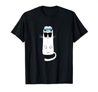 Funny Cat Wearing Sunglasses Cooking Chef Hat T-Shirt
