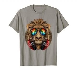 Alpha Lion as DJ in Galaxy Sunglass Headphone - T-Shirt