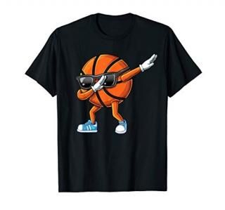Dabbing basketball sunglasses ball graphic t-shirt for kids