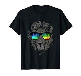 Disc Jockey Sunglasses Party Lion T-Shirt