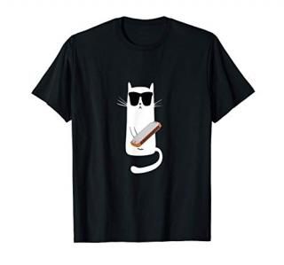 Funny Cat Wearing Sunglasses Playing Harmonica T-Shirt