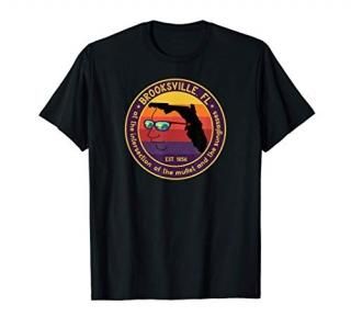 Brooksville Florida FL Mullet Retro Sunset Beach Sunglasses T-Shirt