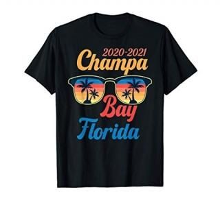 Champa Bay 2020 2021 Florida Retro Vintage Sunset Sunglasses T-Shirt