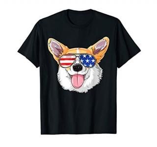 Corgi American Sunglasses T shirt 4th of July Dog Puppy USA