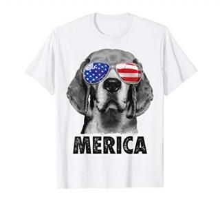 Beagle 4th of July Merica Sunglasses Men USA American Flag T-Shirt