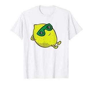 Lemon Summer Fruit Sunglasses On Lemon T-Shirt