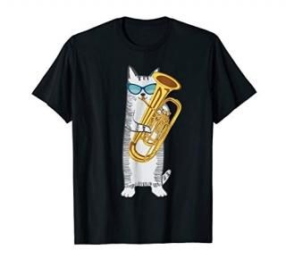 Tuba Cat Shirt Wearing Sunglasses For Low Brass Players
