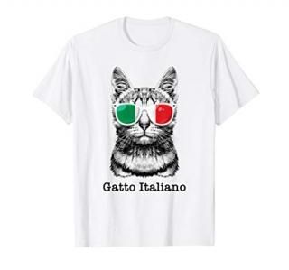 Gatto Italiano Funny Italian Cat Wearing Sunglasses T-Shirt