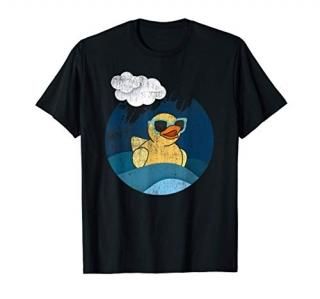 Cartoon Rubber Yellow Duck Sunglasses Swimming Ocean Waves T-Shirt